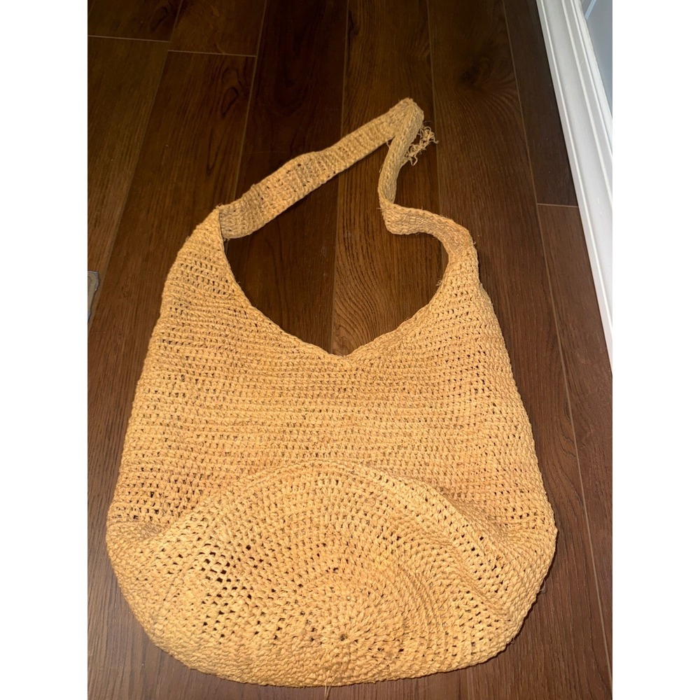 Helen Kaminski Raffia Crochet Shoulder Bag Honey Tan Boho Madagascar Bucket Tote - Picture 4 of 6